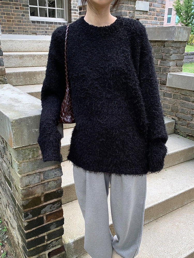 鬚毛質感寬鬆毛衣