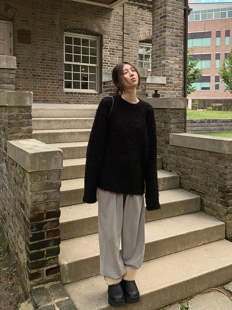 鬚毛質感寬鬆毛衣