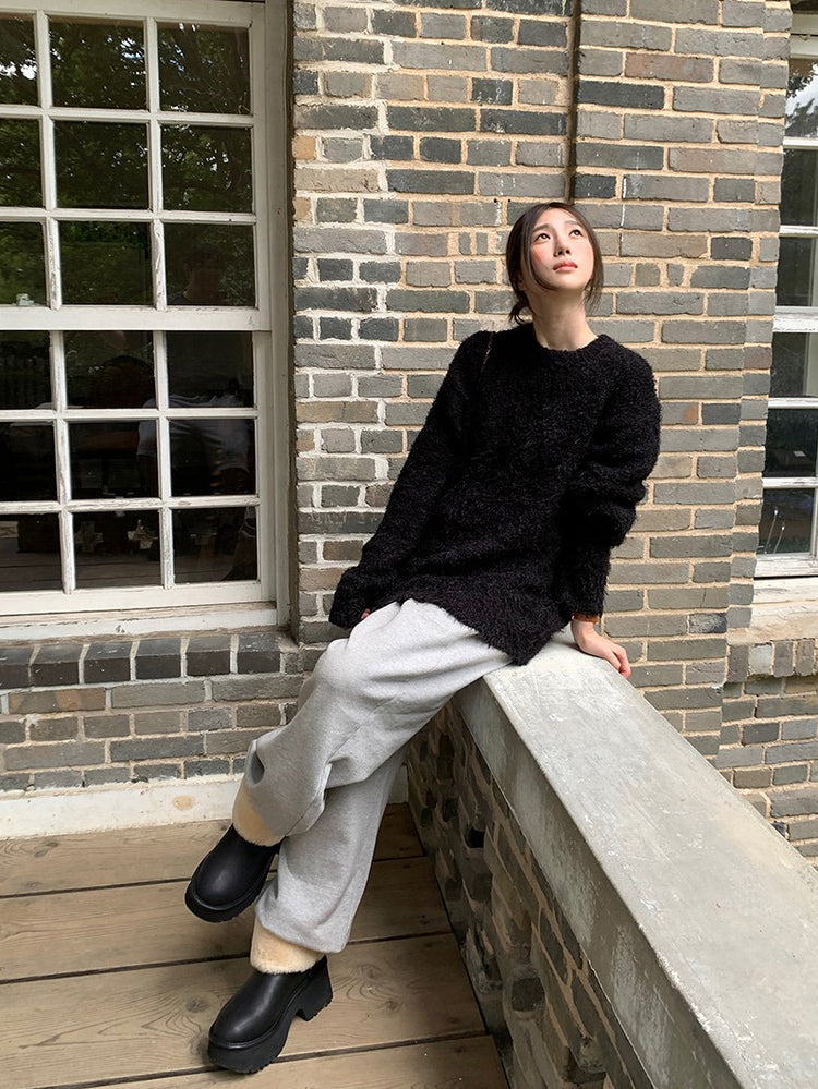 鬚毛質感寬鬆毛衣