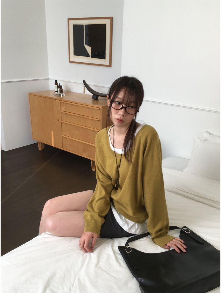 U領隨性寬鬆上衣