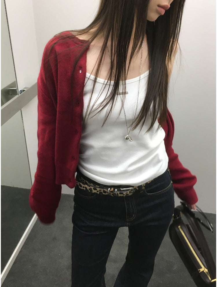 美色細帶鐵牌修身背心
