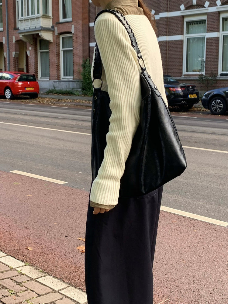 側壓線弧形細節廓形西褲