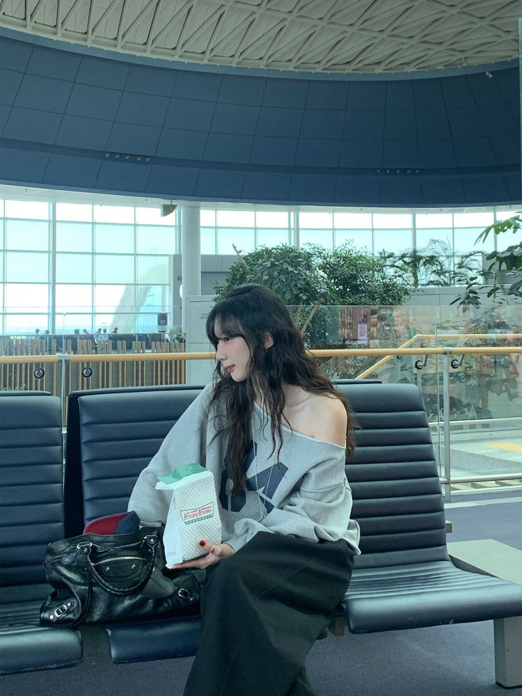 Unisex皮帶扣細節廓形棉褲