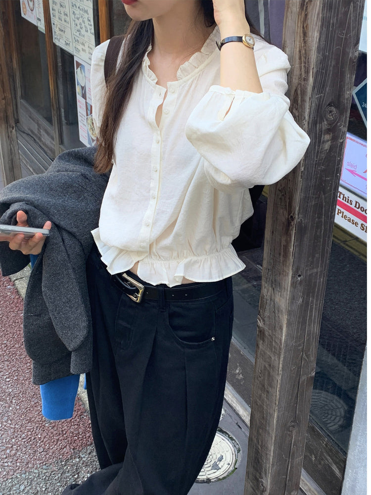 復古美色雙壓褶垂感闊褲(附皮帶)