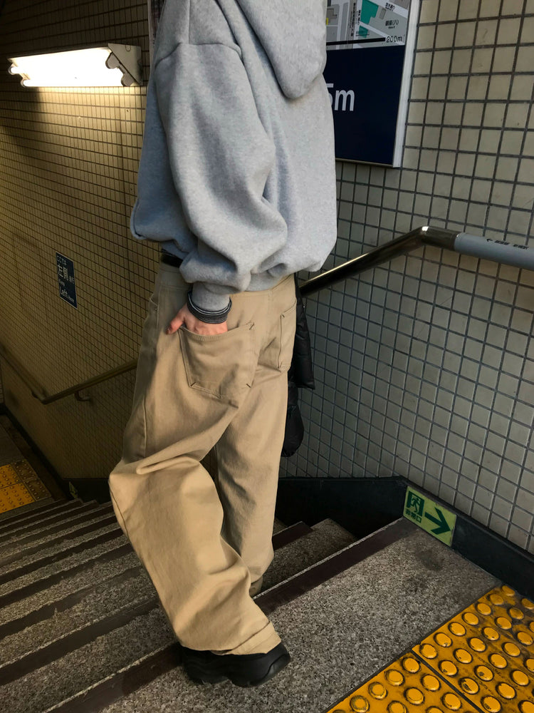 背口袋細節寬鬆直褲