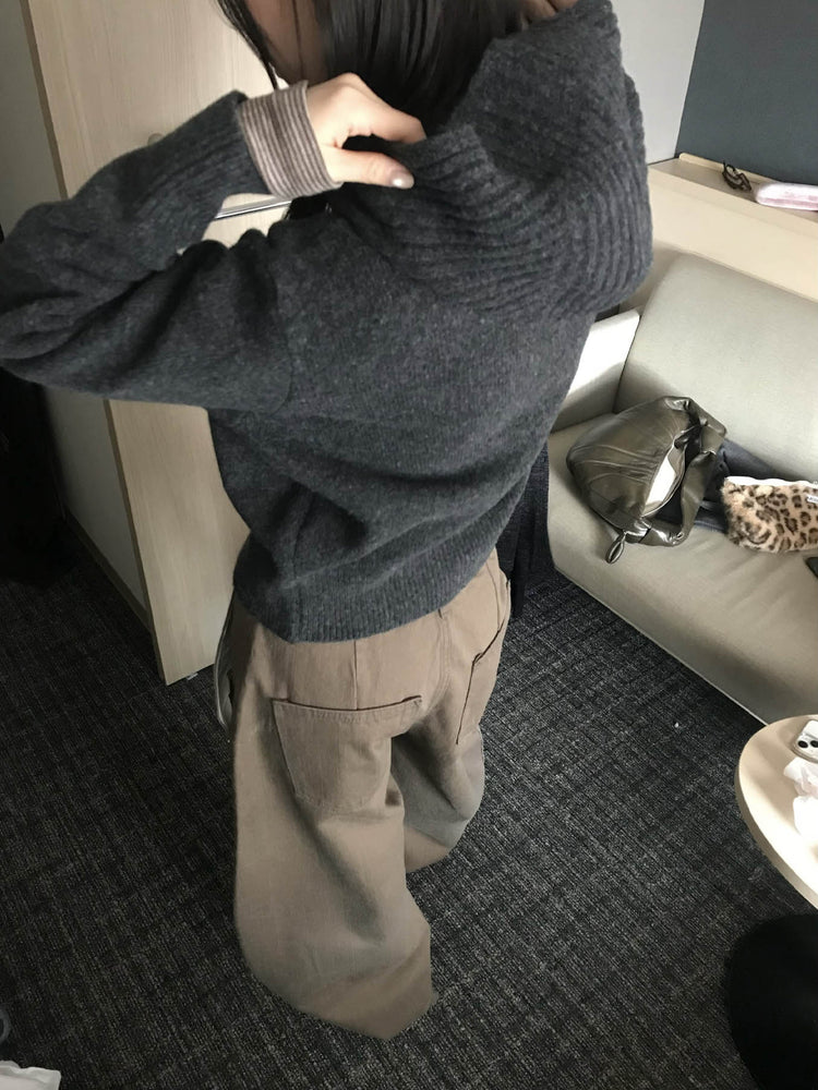 美色雙腰扣細節繭型褲