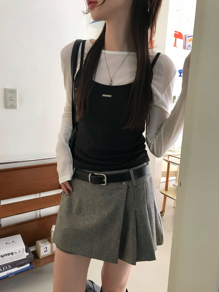 美色細帶鐵牌修身背心