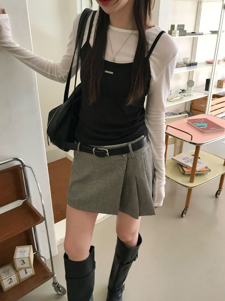 美色細帶鐵牌修身背心