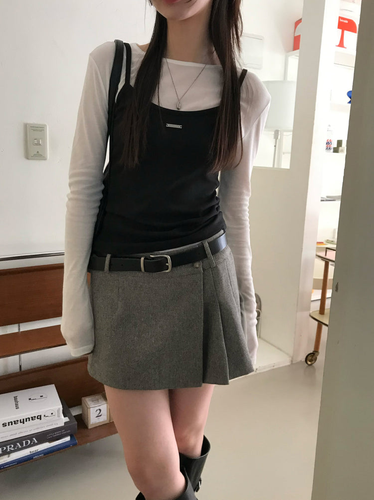 美色細帶鐵牌修身背心