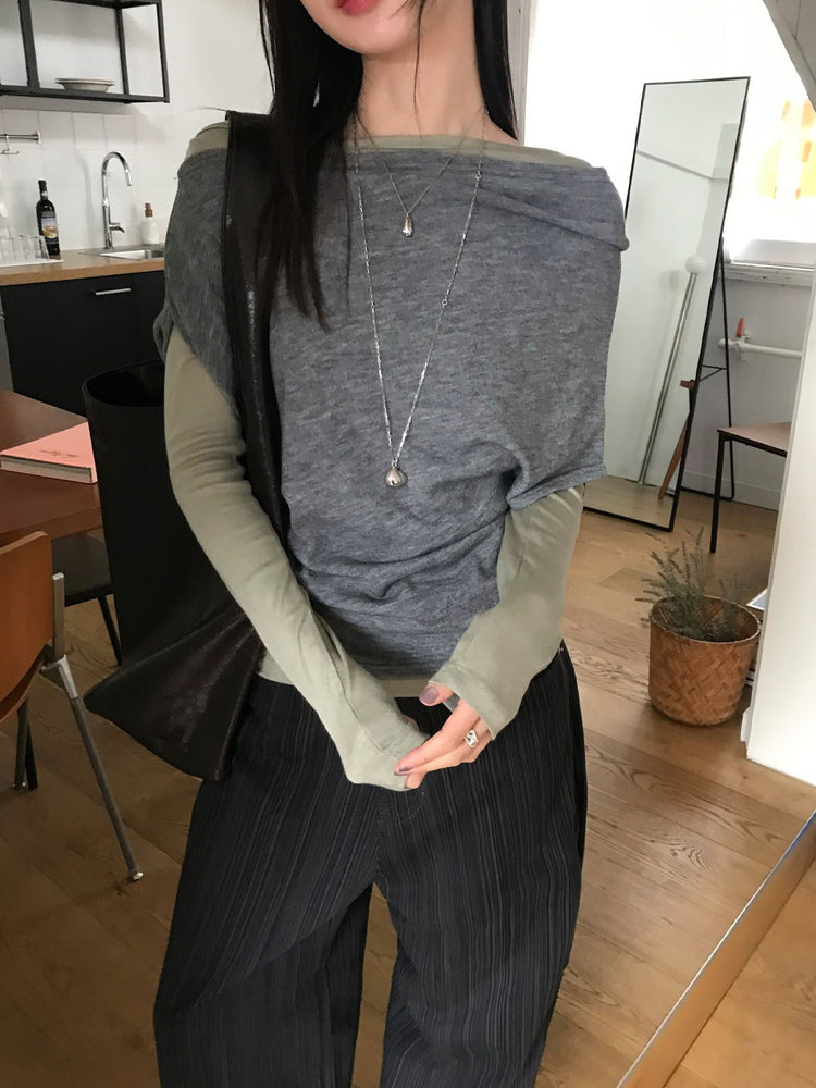 美肩堆堆細節修身上衣