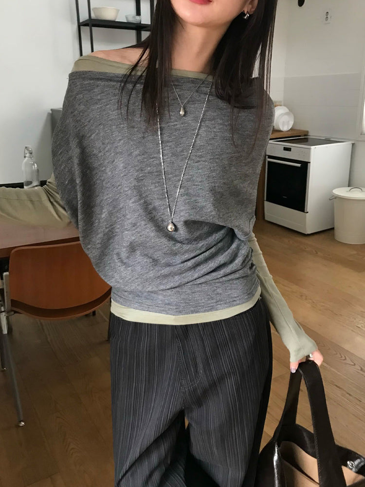 美肩堆堆細節修身上衣