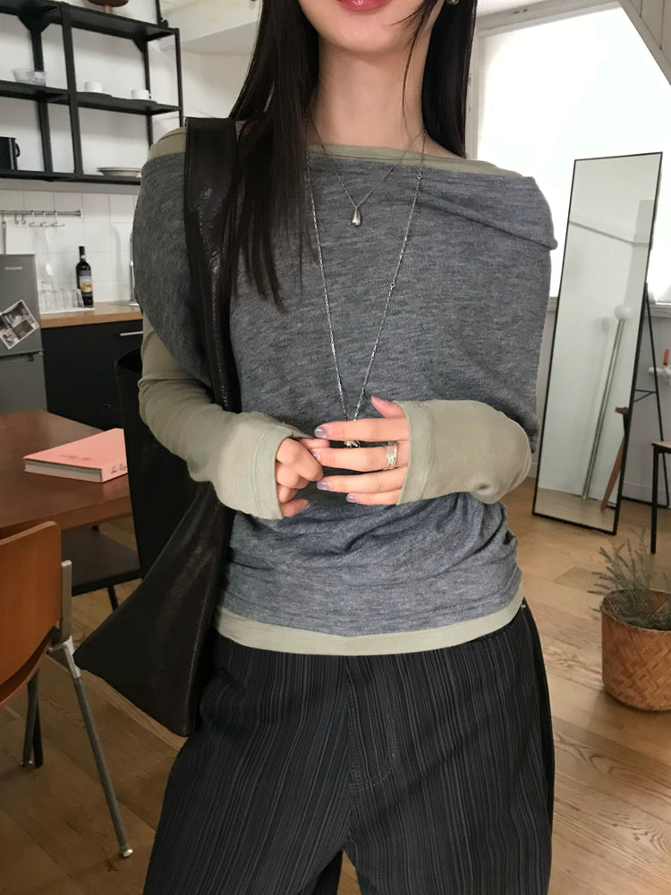 美肩堆堆細節修身上衣