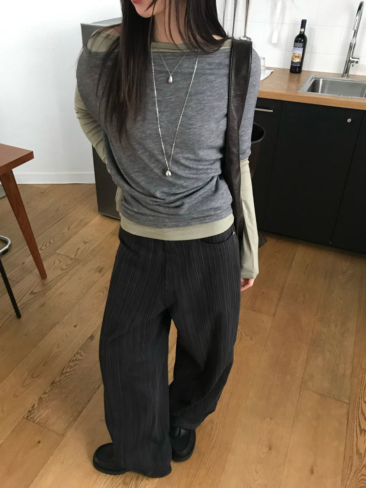 美肩堆堆細節修身上衣