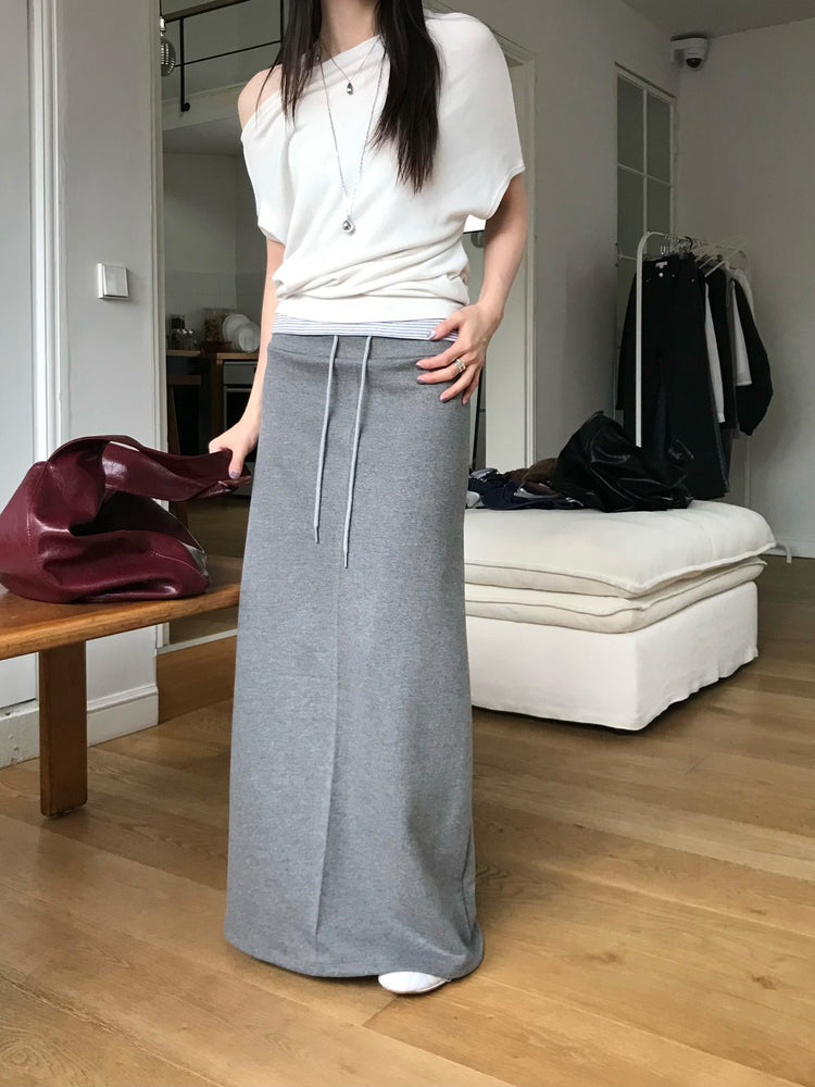 掛脖條紋修身上衣