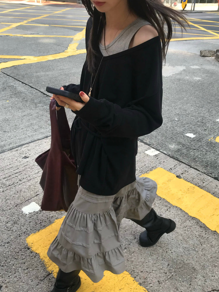 微傘層次感抽繩中裙