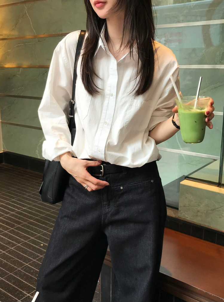 經典基礎棉質寬鬆襯衫