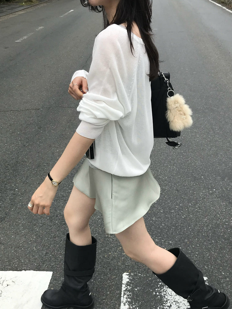 光澤感微傘短裙