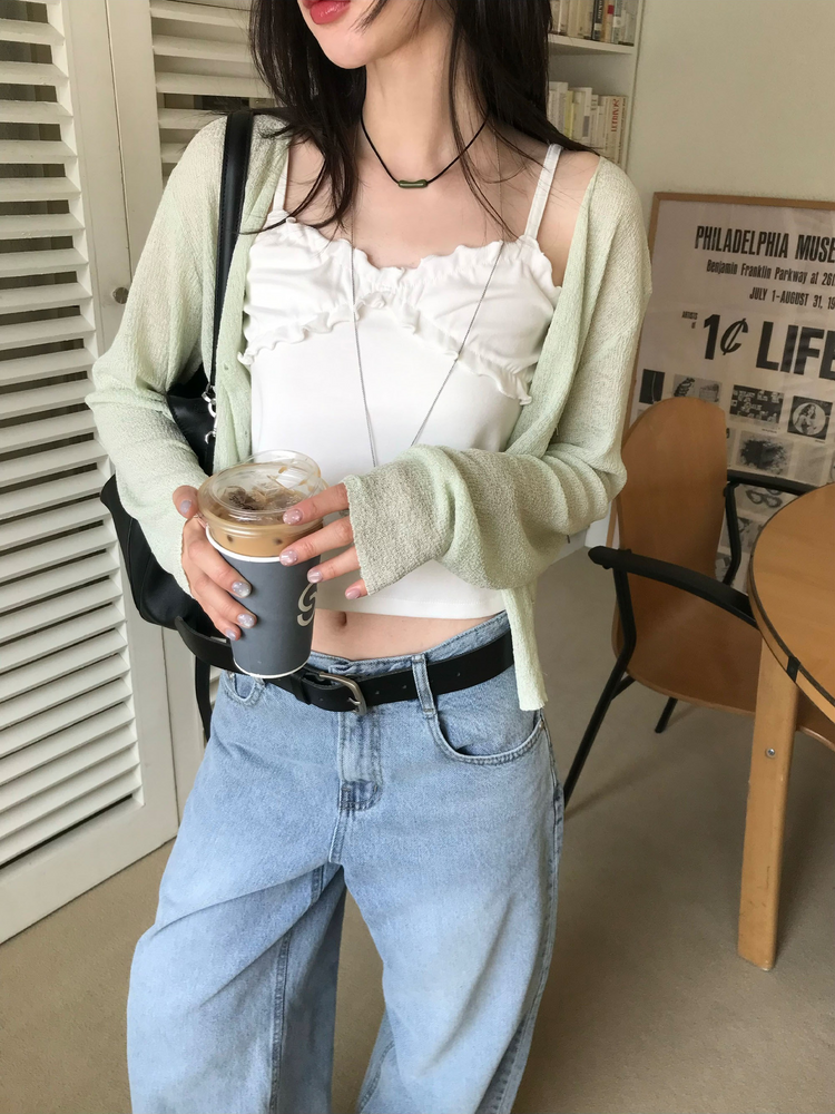捲邊抓皺細節背心