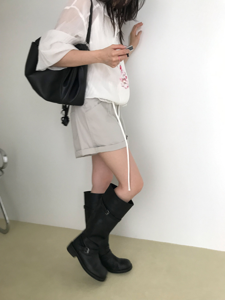透膚抽繩下擺拉鏈外套