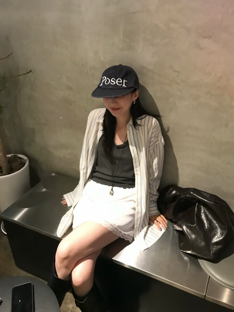 撞色條紋寬鬆襯衫