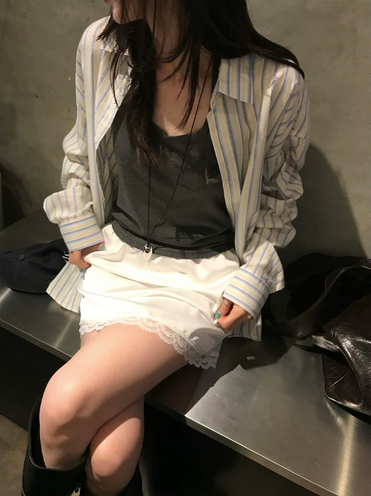 撞色條紋寬鬆襯衫