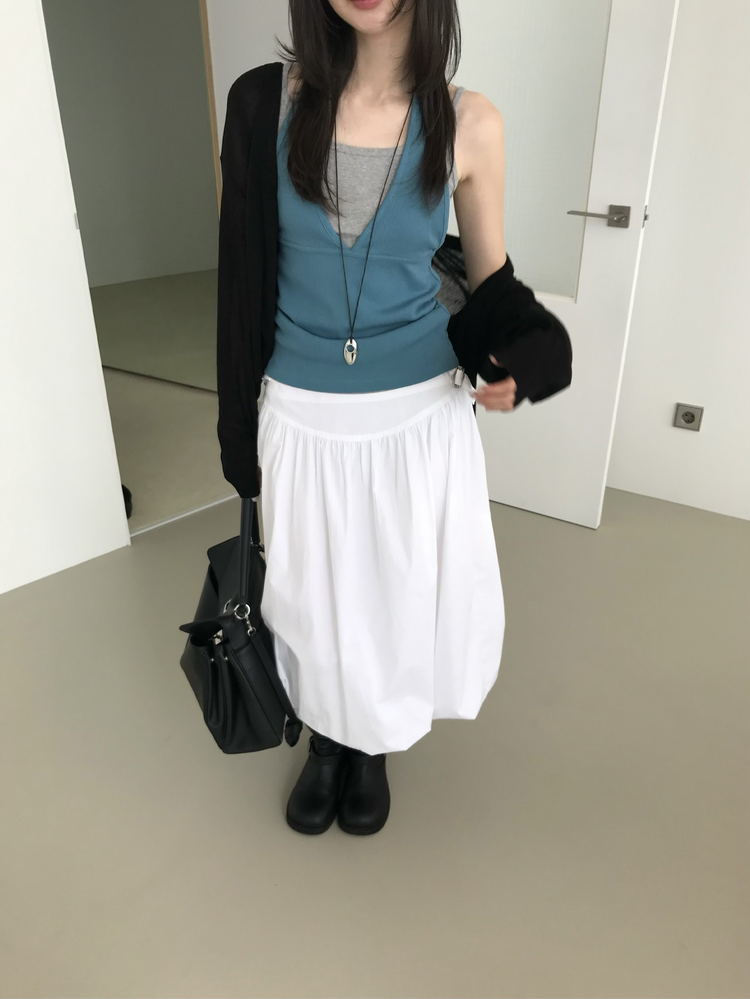 美色微透深V排鈕針織外套