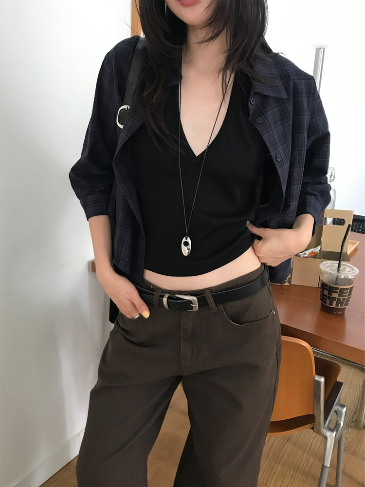 美色極簡低腰修身直褲