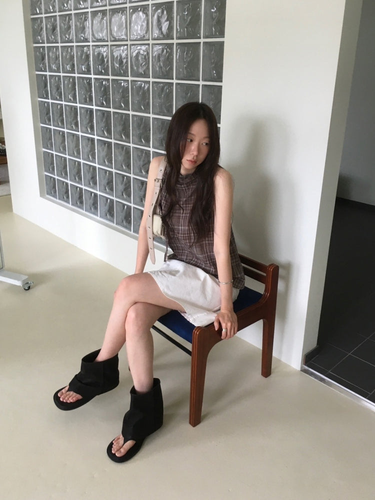 雙壓褶細節半裙
