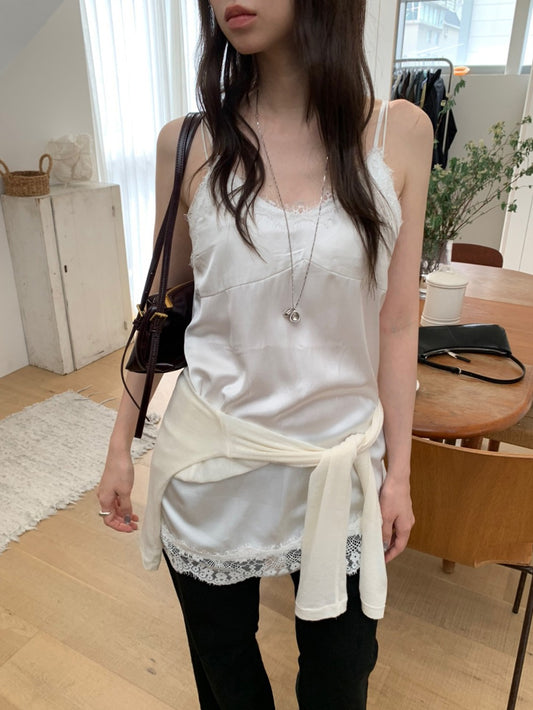 光澤感蕾絲邊修身連身裙