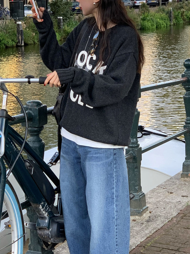 高質字母印花針織毛衣