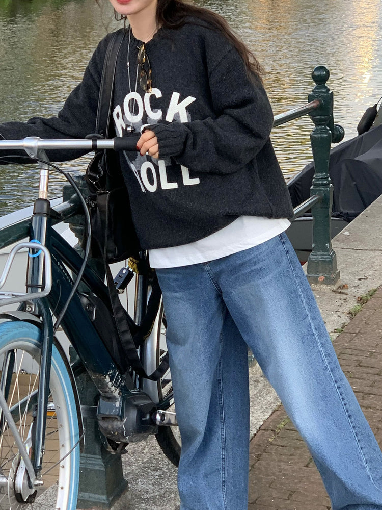 高質字母印花針織毛衣