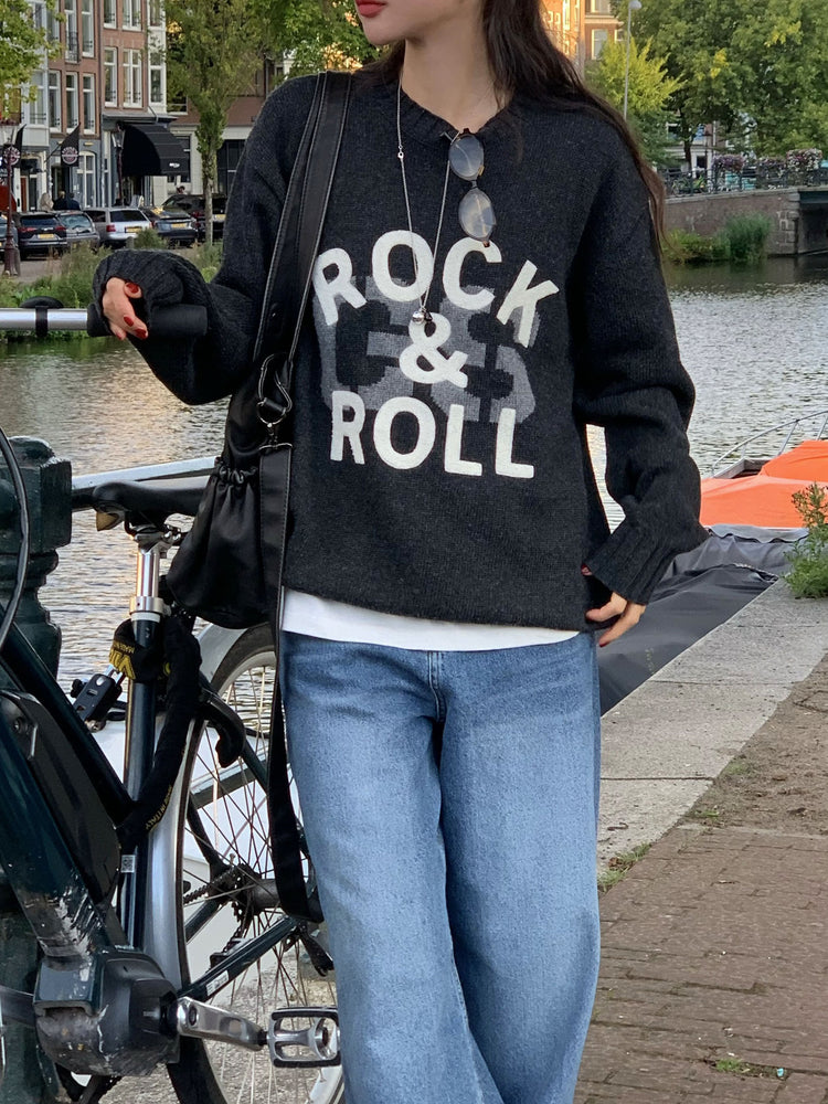 高質字母印花針織毛衣