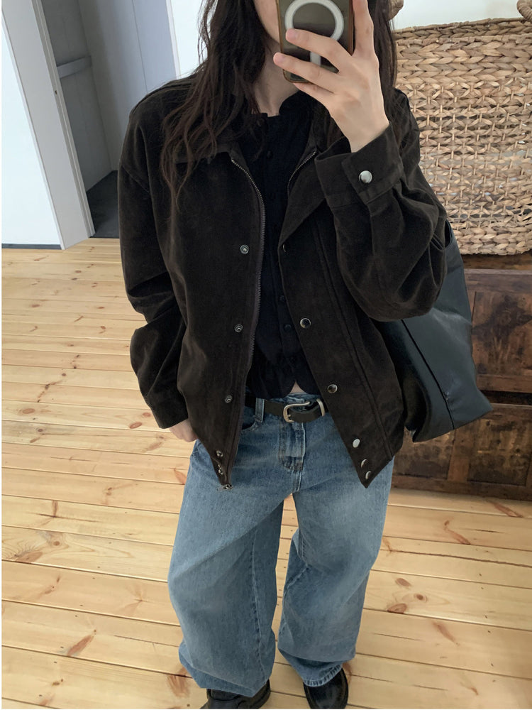 (現)美色磨砂皮質感外套