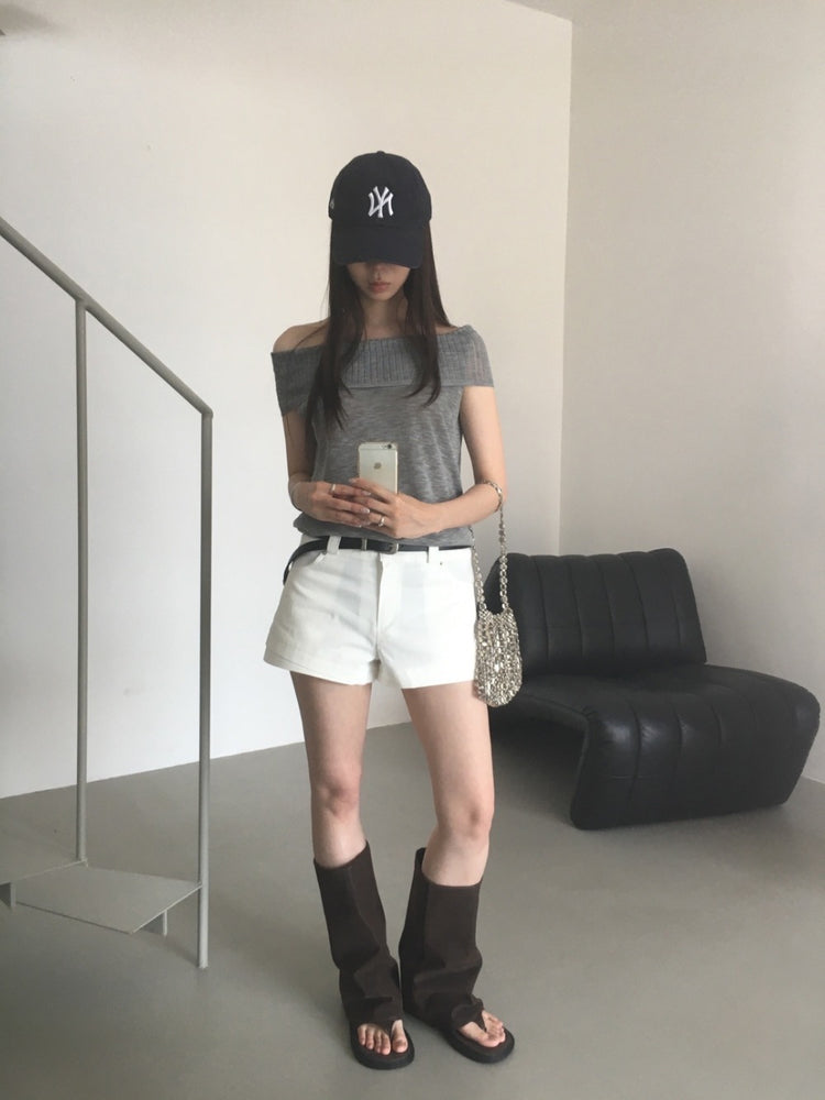 雙層設計感低腰短褲