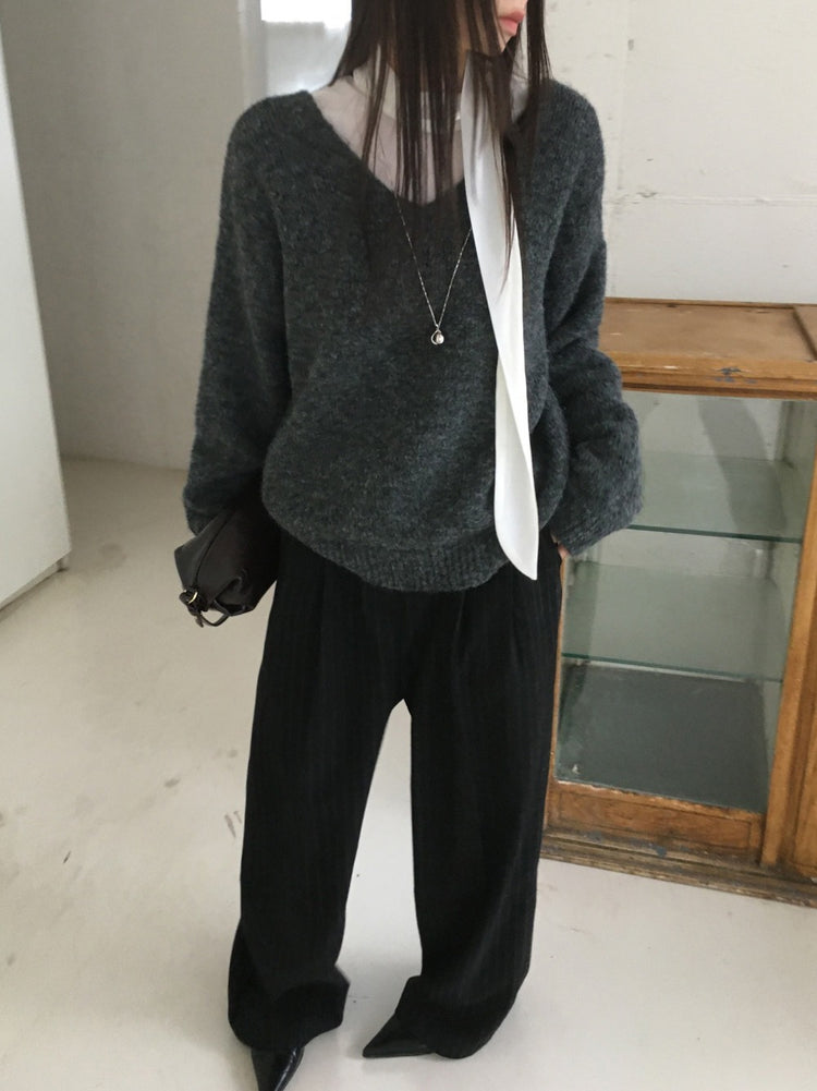 霧光垂帶領巾細節襯衫