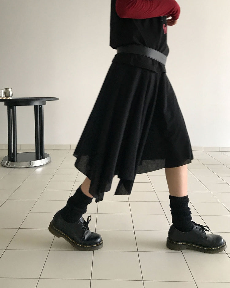 不規則下擺細節棉裙