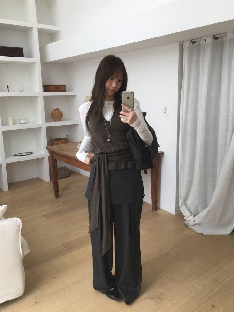 經典條紋雙褶直褲