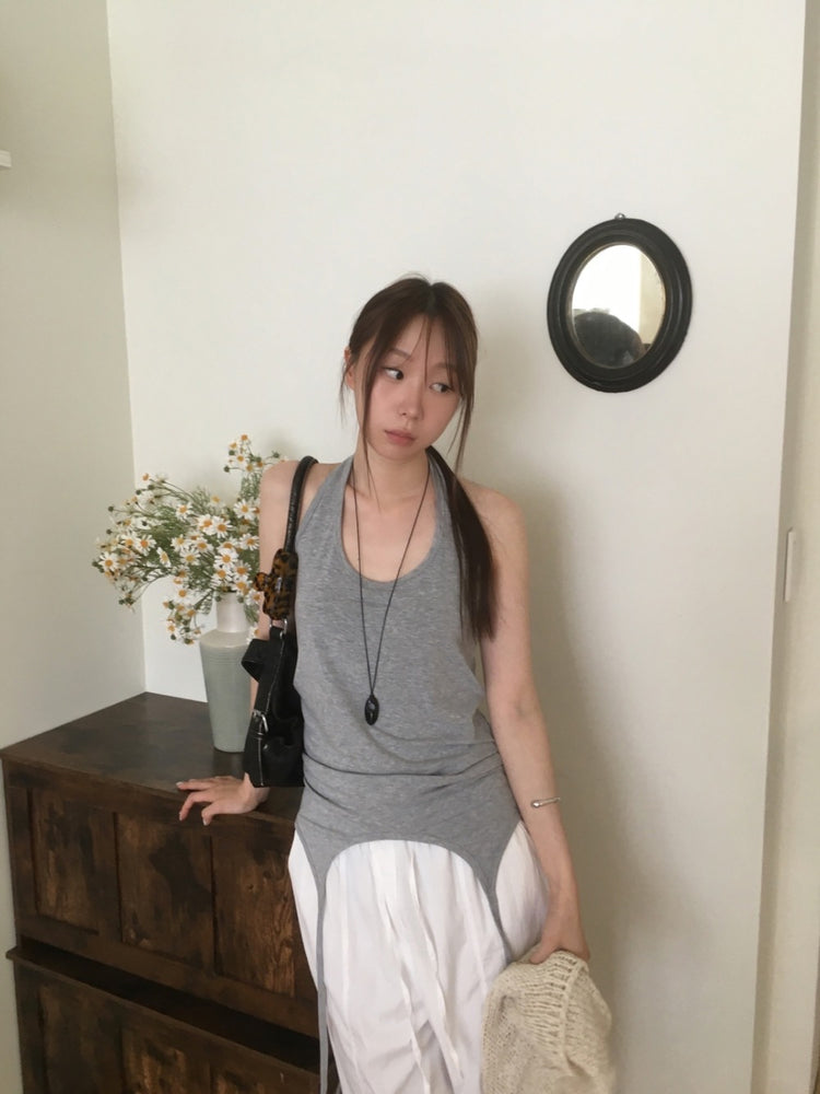 掛脖垂帶設計感細節上衣