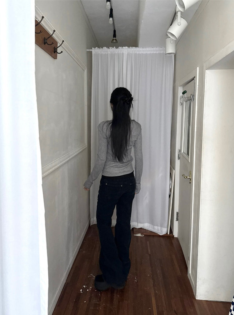 微透美肩側扣鈕細節上衣