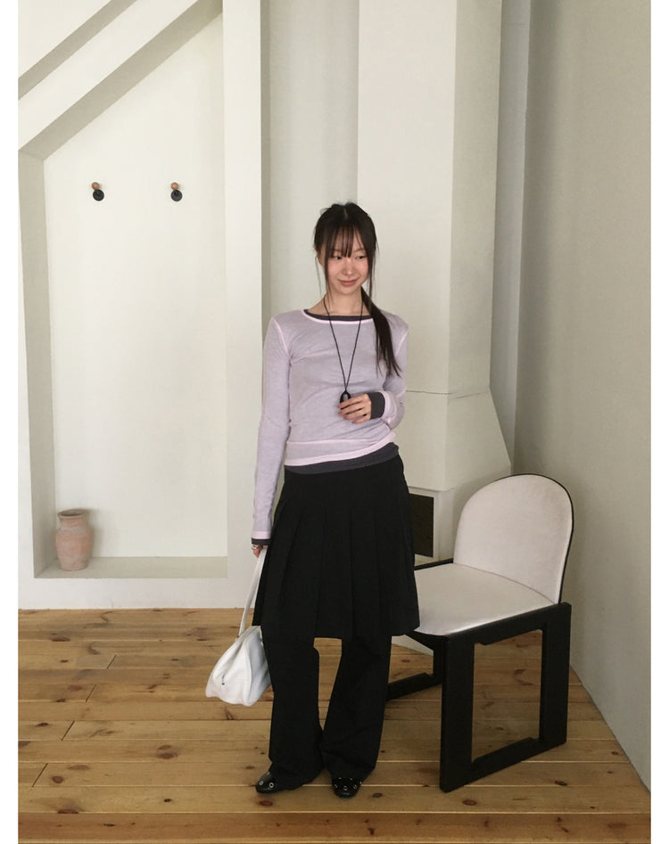 雙層層次感百褶裙褲