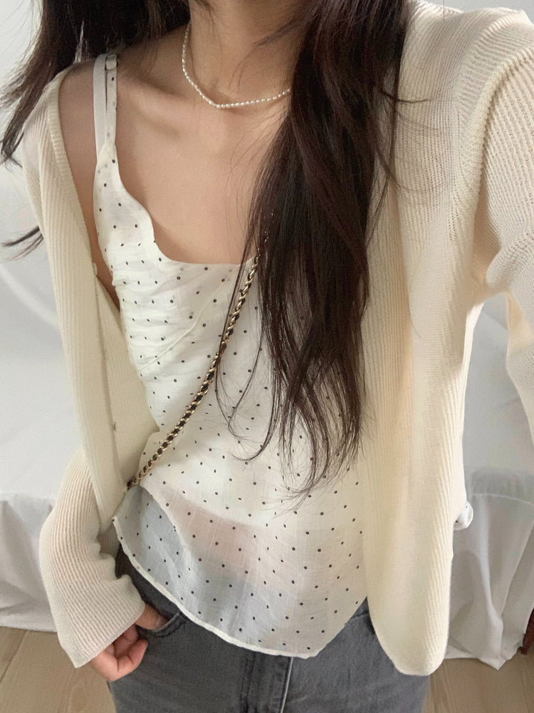 微透膚坑紋針織外套