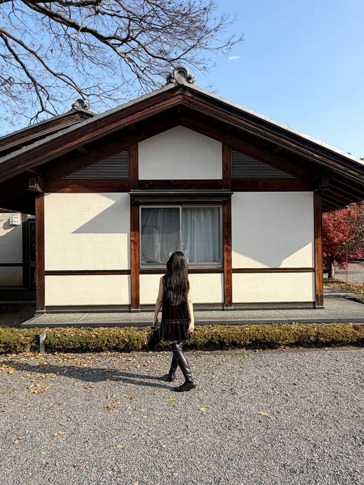 高質絲絨百褶細節連身裙