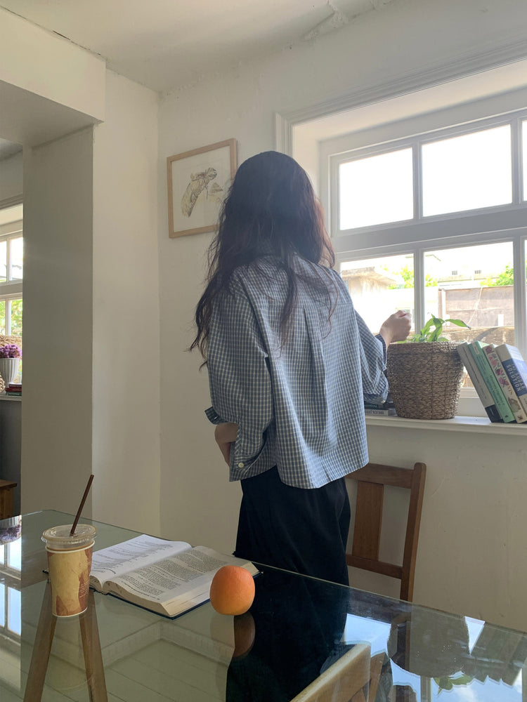 格紋顯瘦合身襯衫