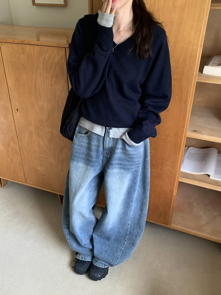 花邊V領排鈕細節上衣