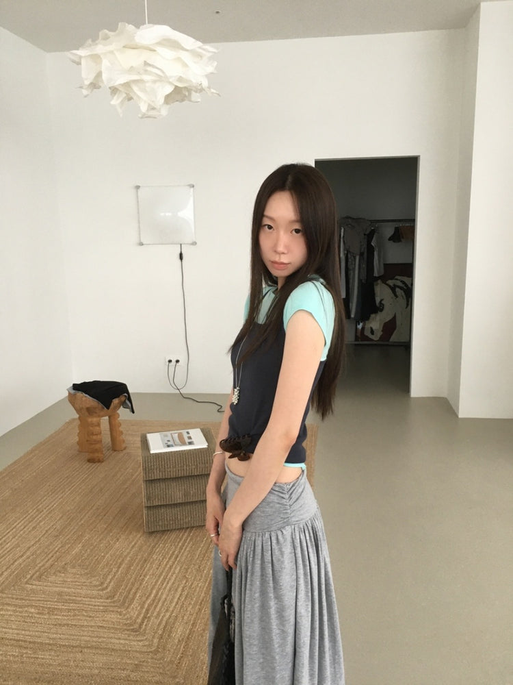 美色飛袖細節修身上衣