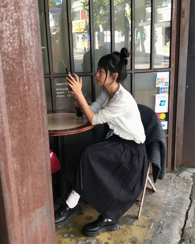 不修邊雙層細節百褶裙