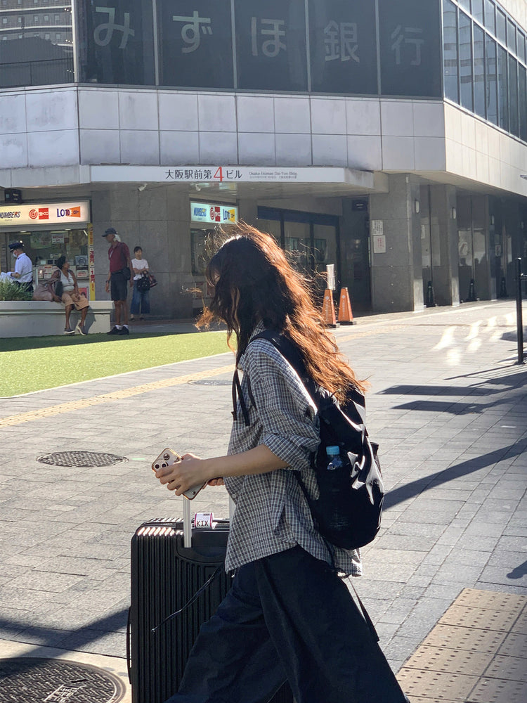 休閒雙壓褶寬鬆闊褲