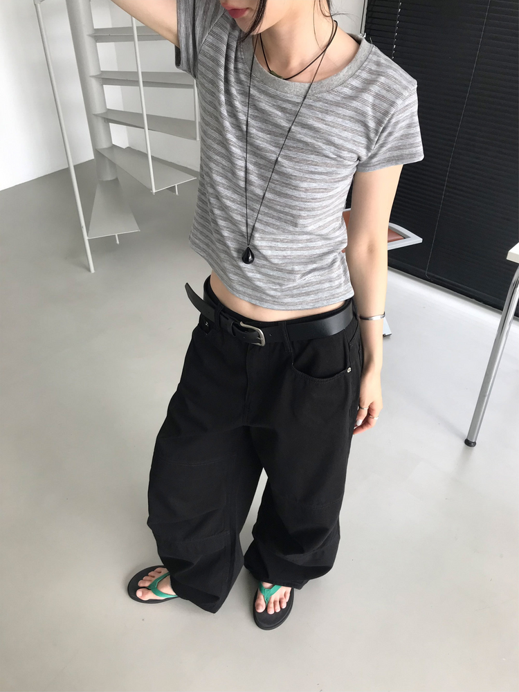 美色寬鬆層次工裝褲