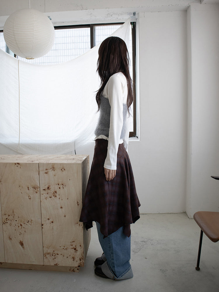 格紋不規則下擺半裙