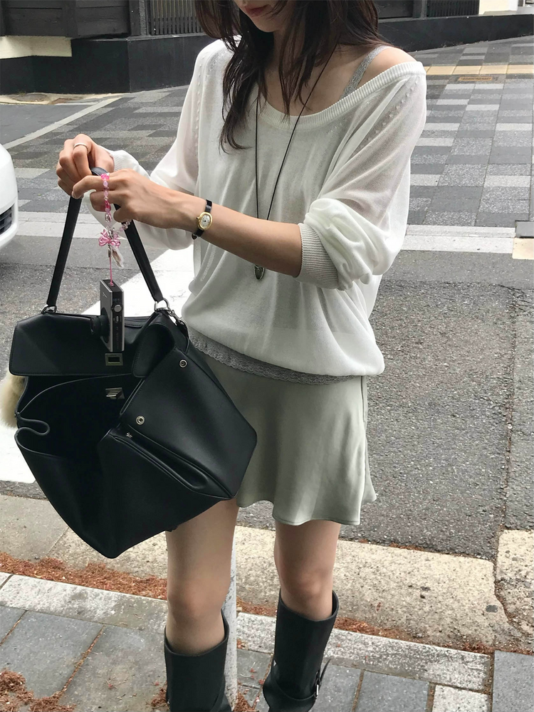 美色蕾絲邊細節背心